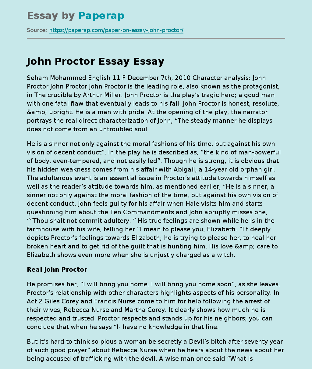 John Proctor Essay