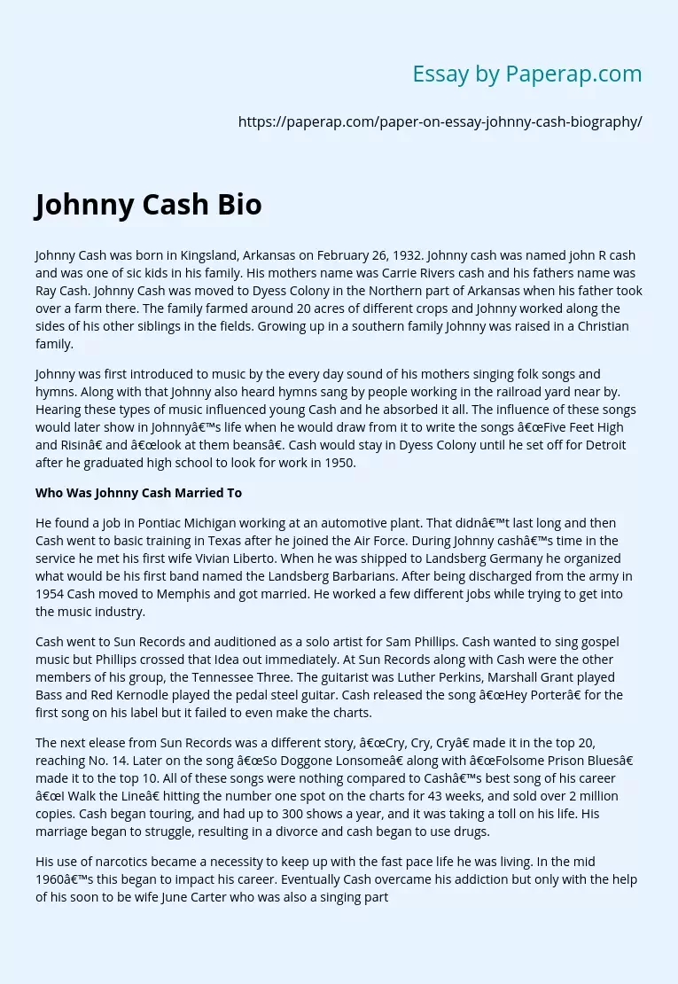 Johnny Cash Bio