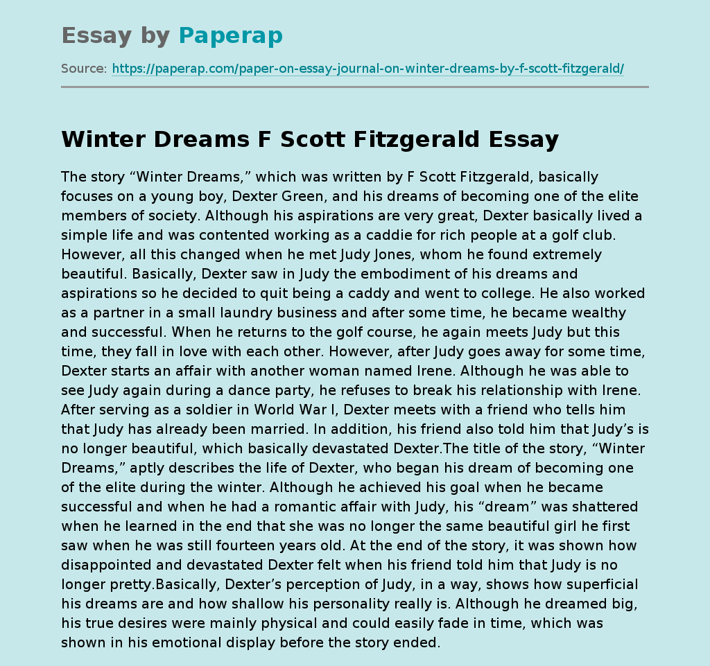 Winter Dreams F Scott Fitzgerald