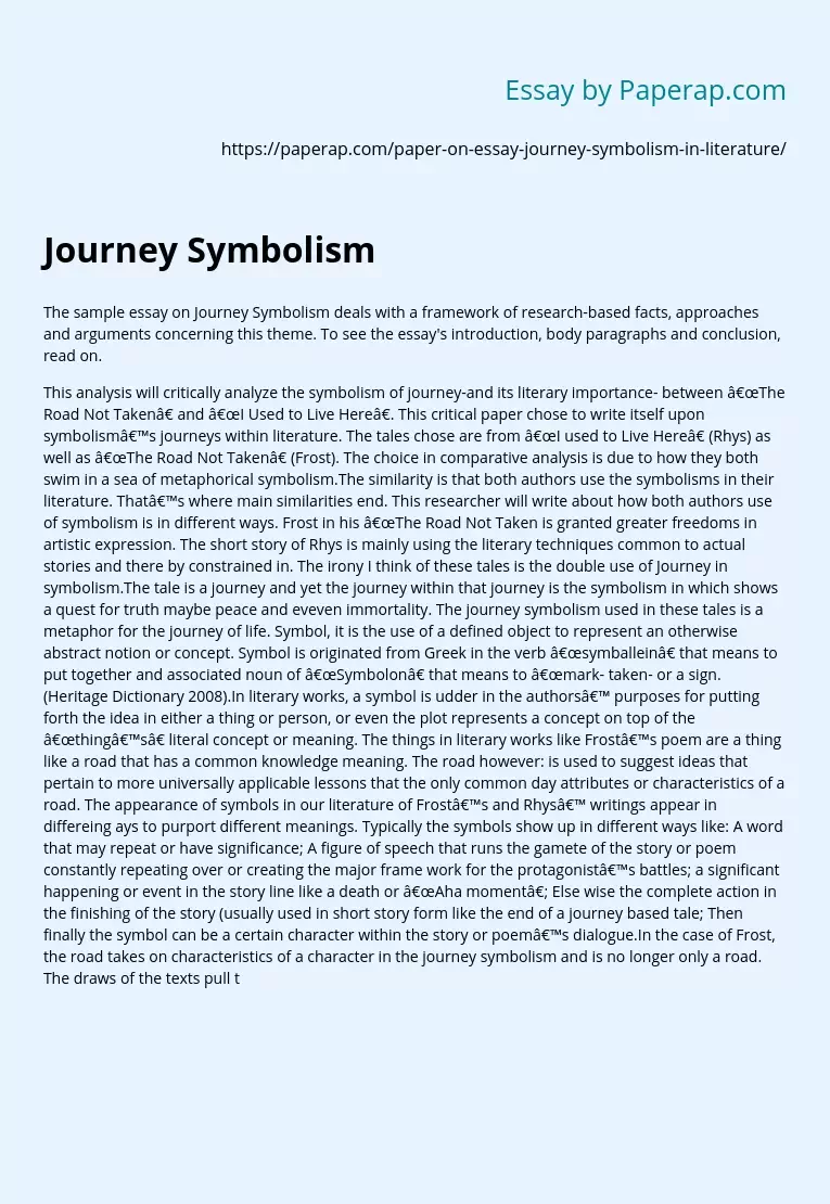 Journey Symbolism in Poems Critical