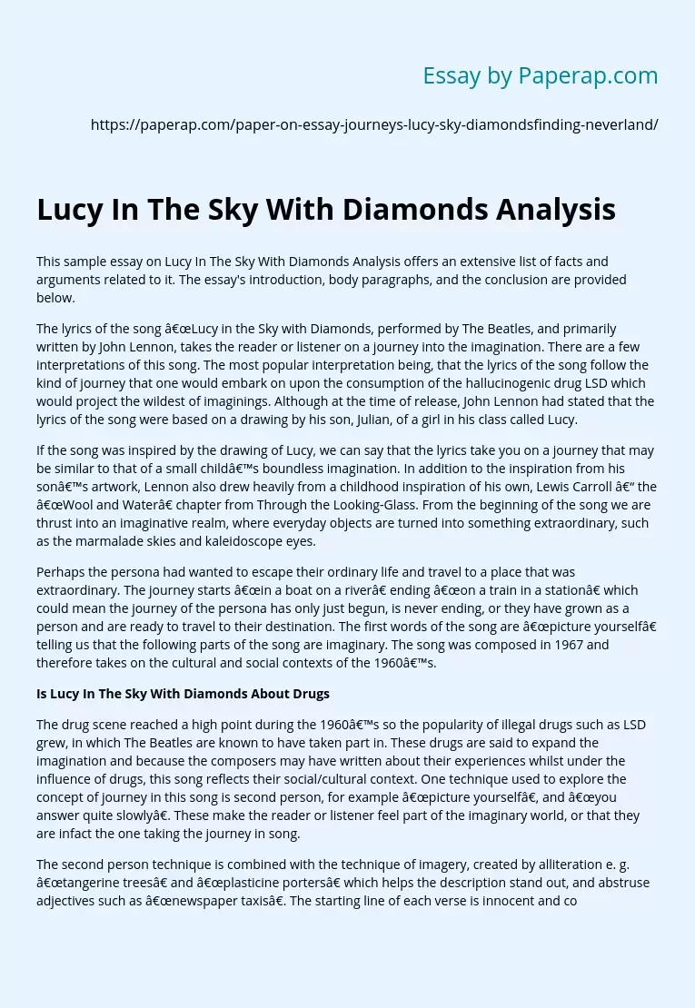 Lucy In The Sky With Diamonds Analysis