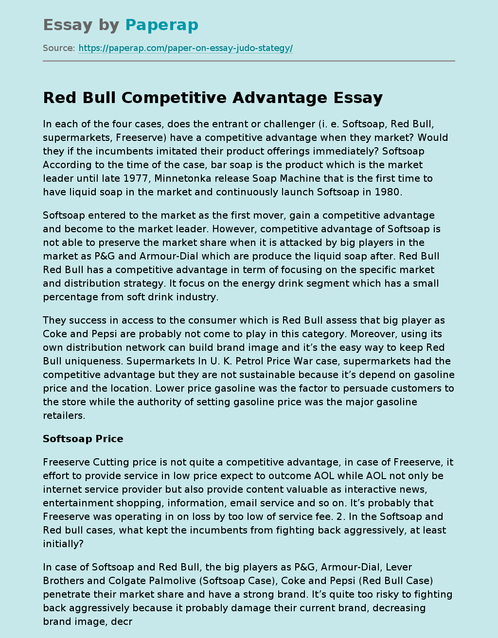 Red Bull Competitive Advantage