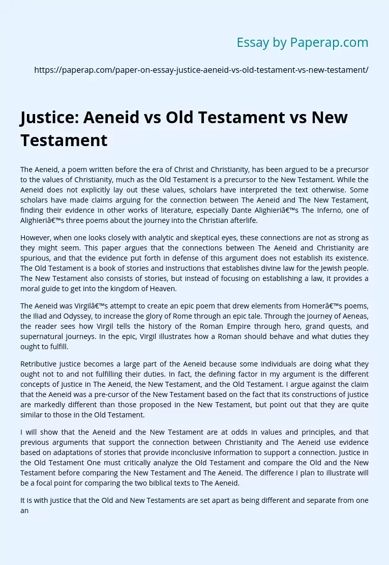 Justice: Aeneid vs Old Testament vs New Testament