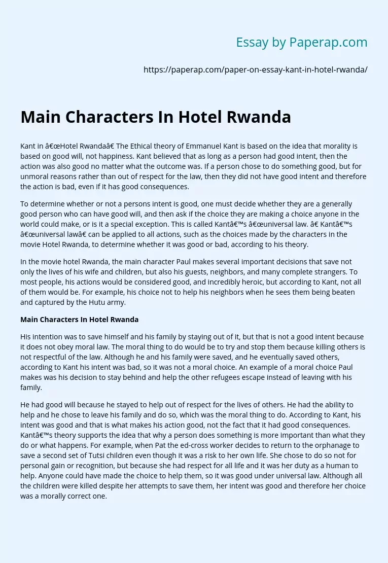 Main Characters In Hotel Rwanda
