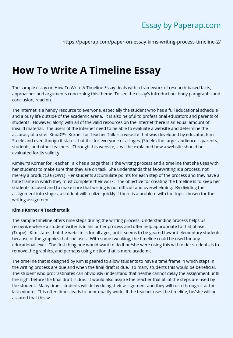 How To Write A Timeline Essay