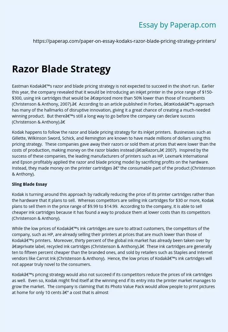 Razor Blade Strategy