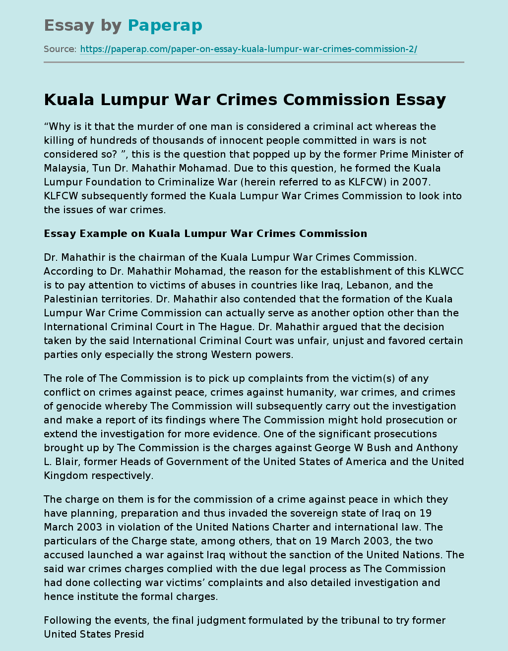 Kuala Lumpur War Crimes Commission