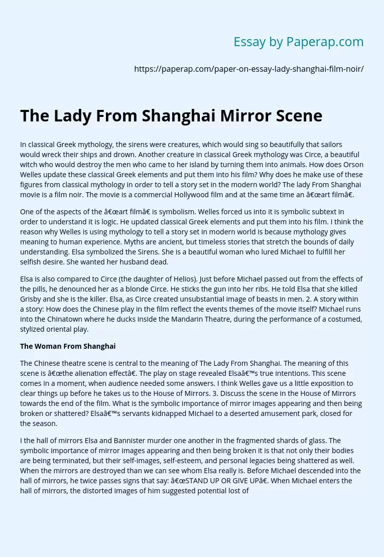 The Lady From Shanghai Mirror Scene