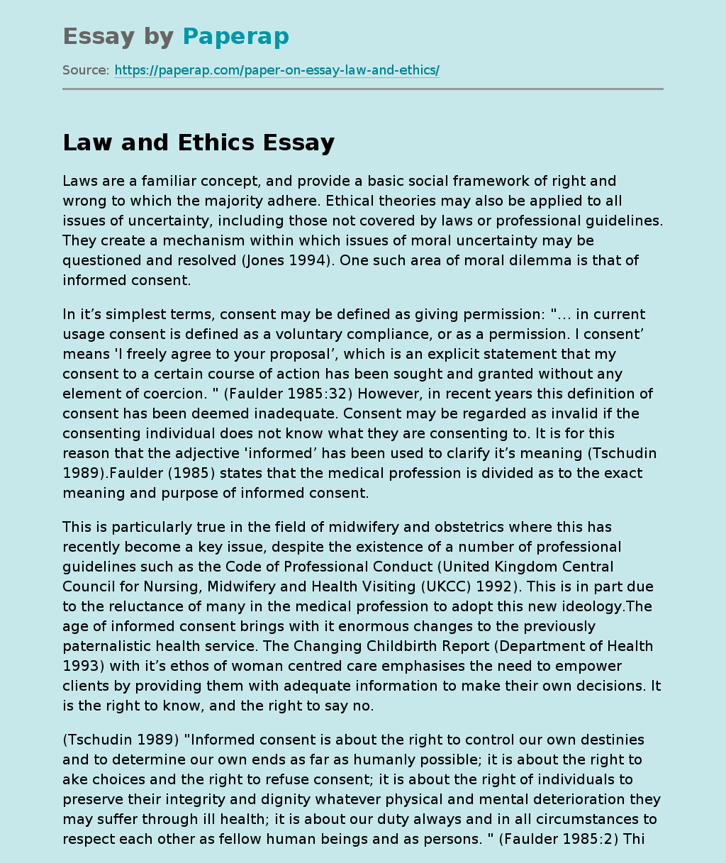essay on law and ethics
