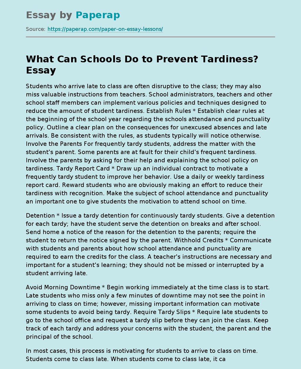 What Can Schools Do to Prevent Tardiness?