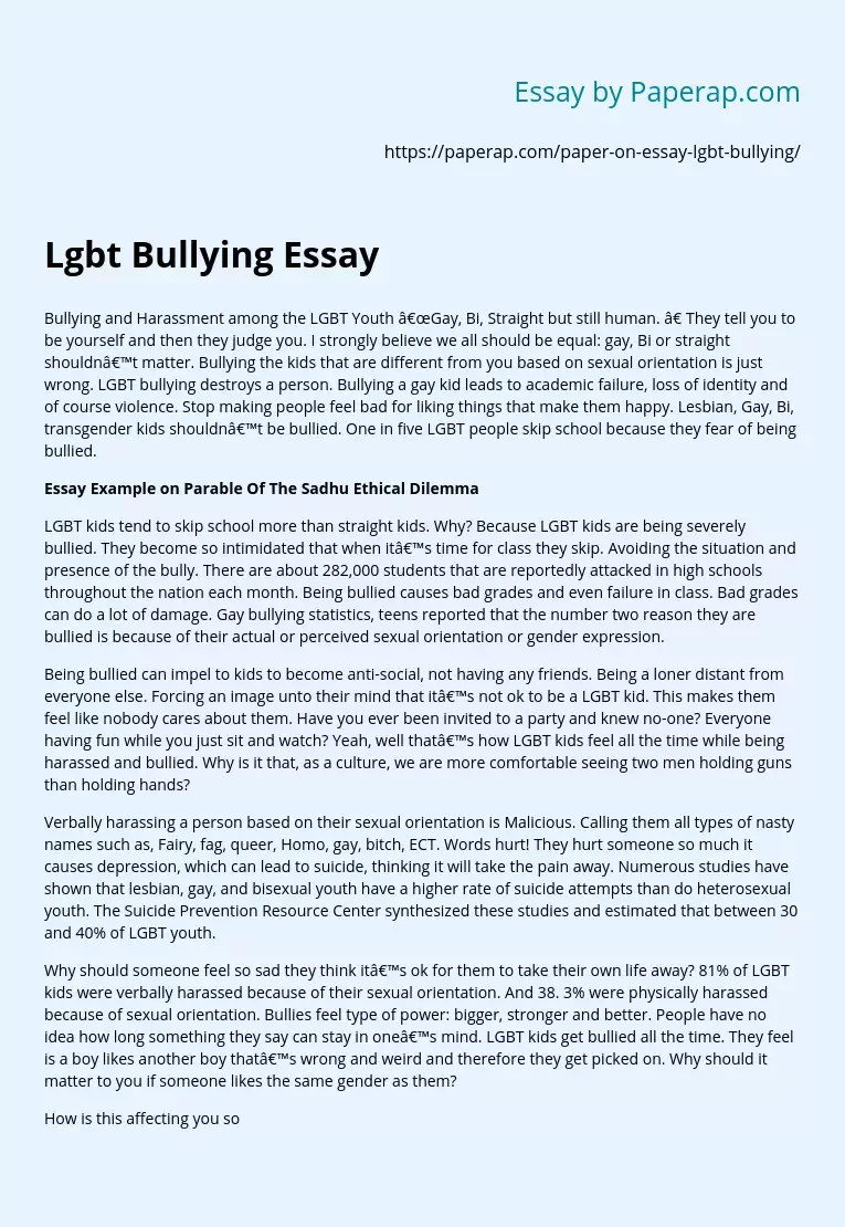 Lgbt Bullying Essay