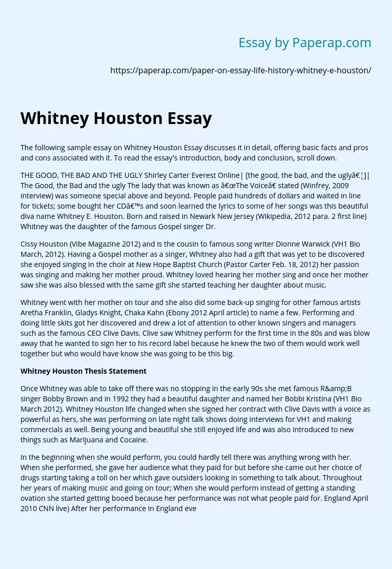Whitney Houston Essay