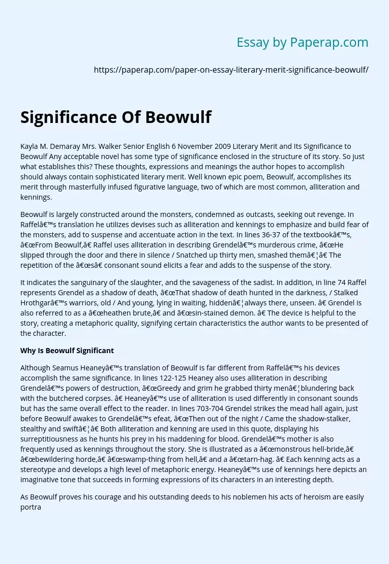 Significance Of Beowulf