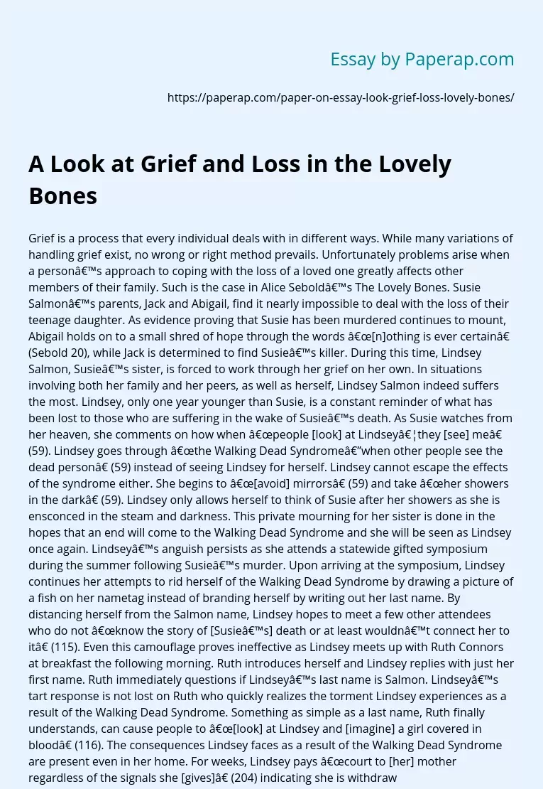 A Look at Grief and Loss in the Lovely Bones