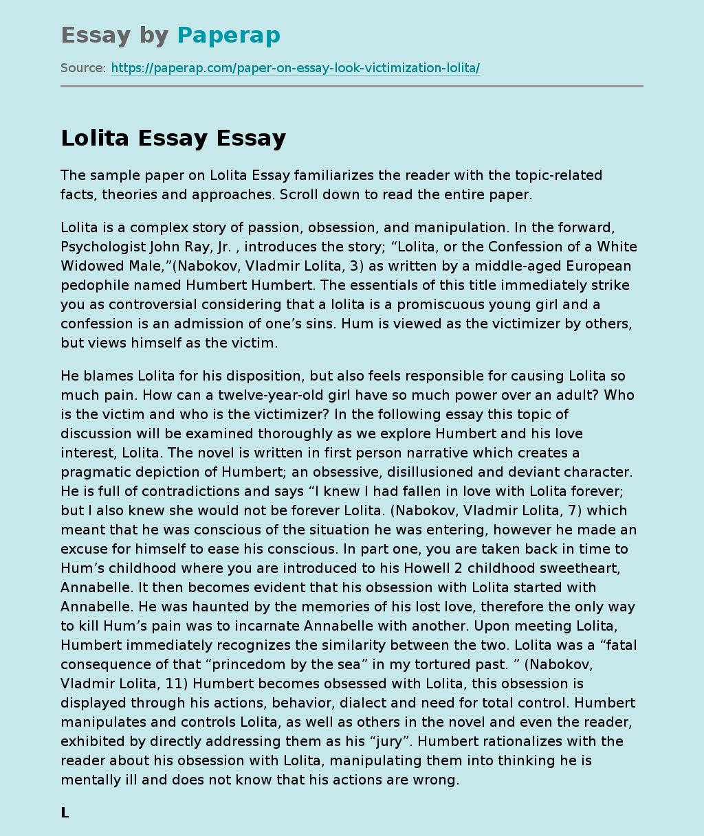 Lolita Essay