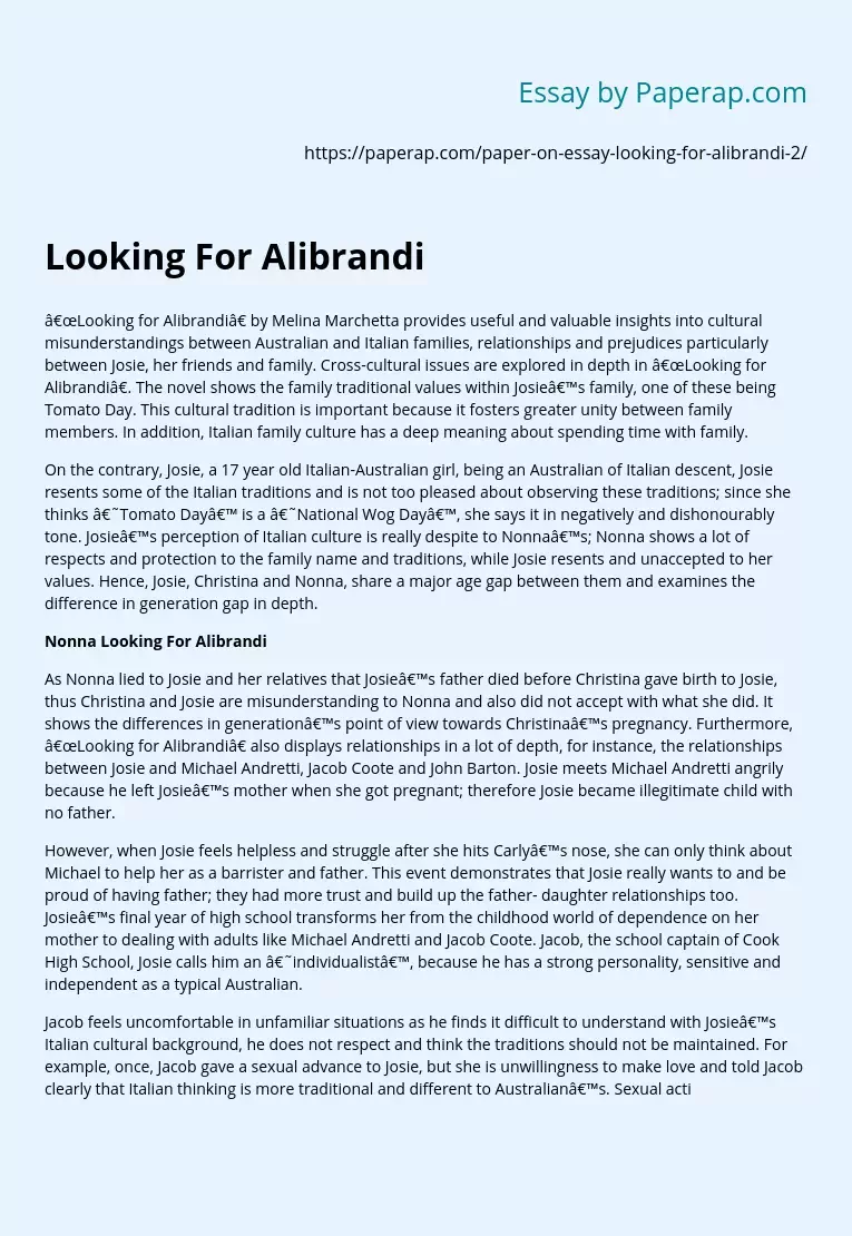 Looking For Alibrandi Example