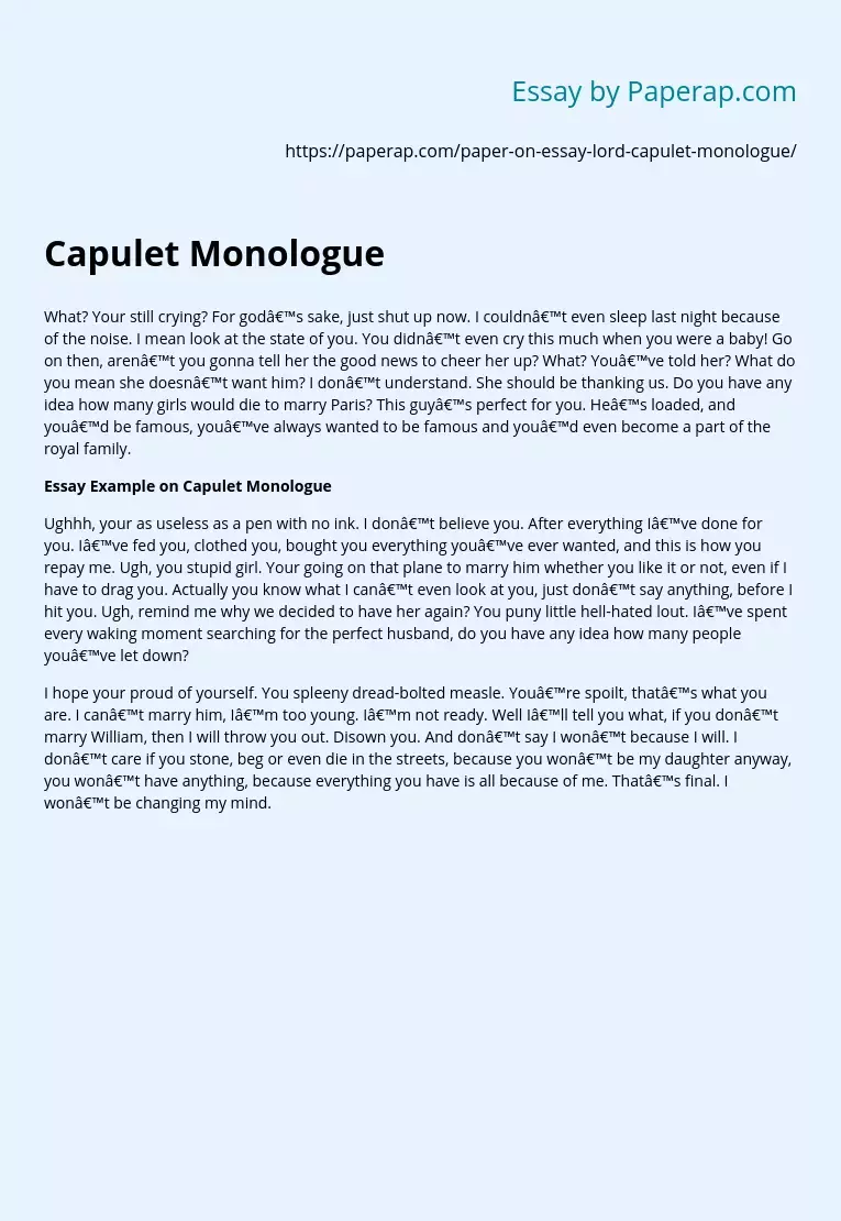 Capulet Monologue