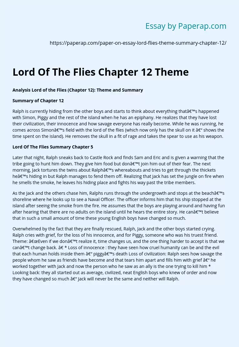 Lord Of The Flies Chapter 12 Theme