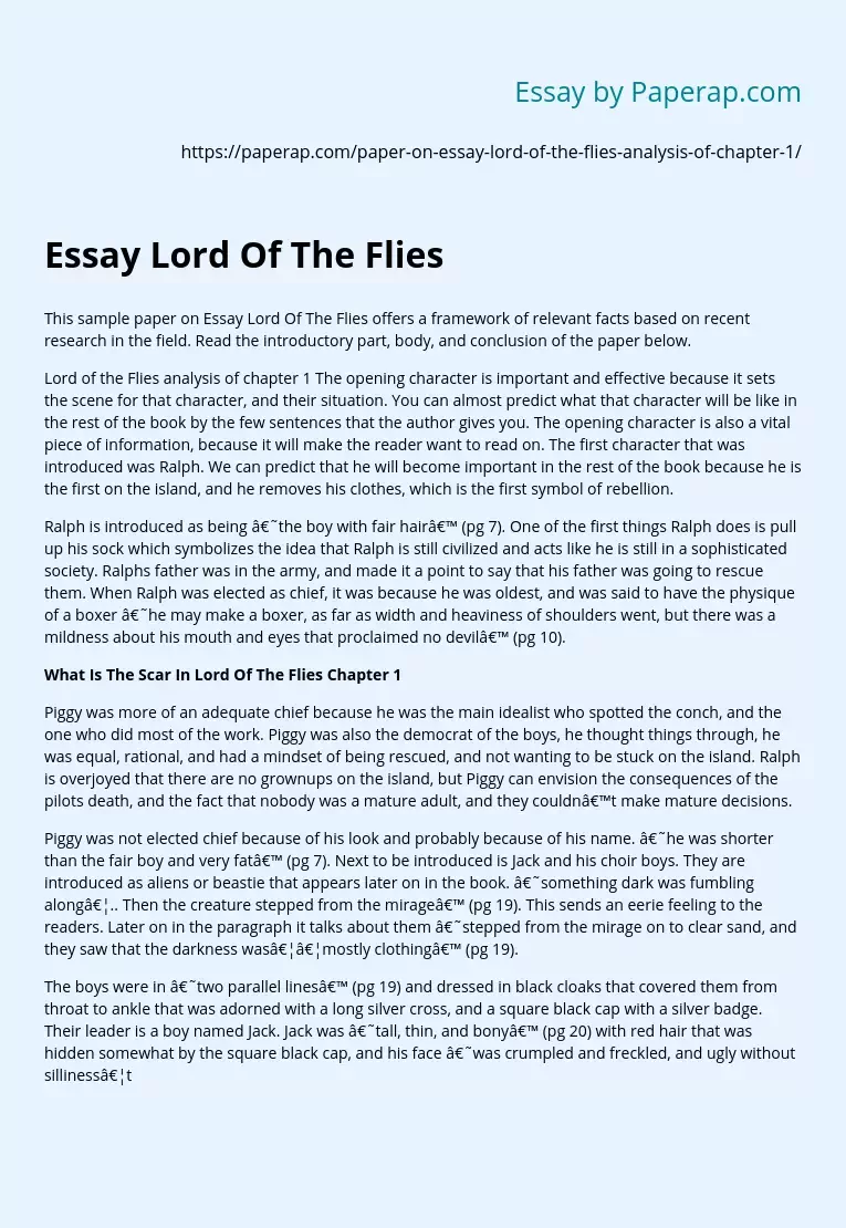 Essay Lord Of The Flies
