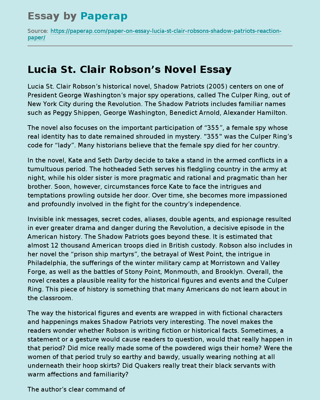 Lucia St. Clair Robson’s Novel