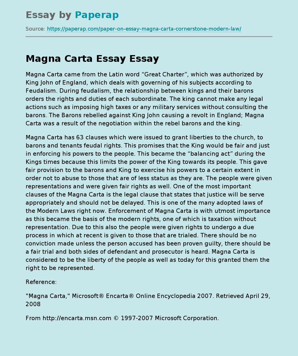 Magna Carta Essay