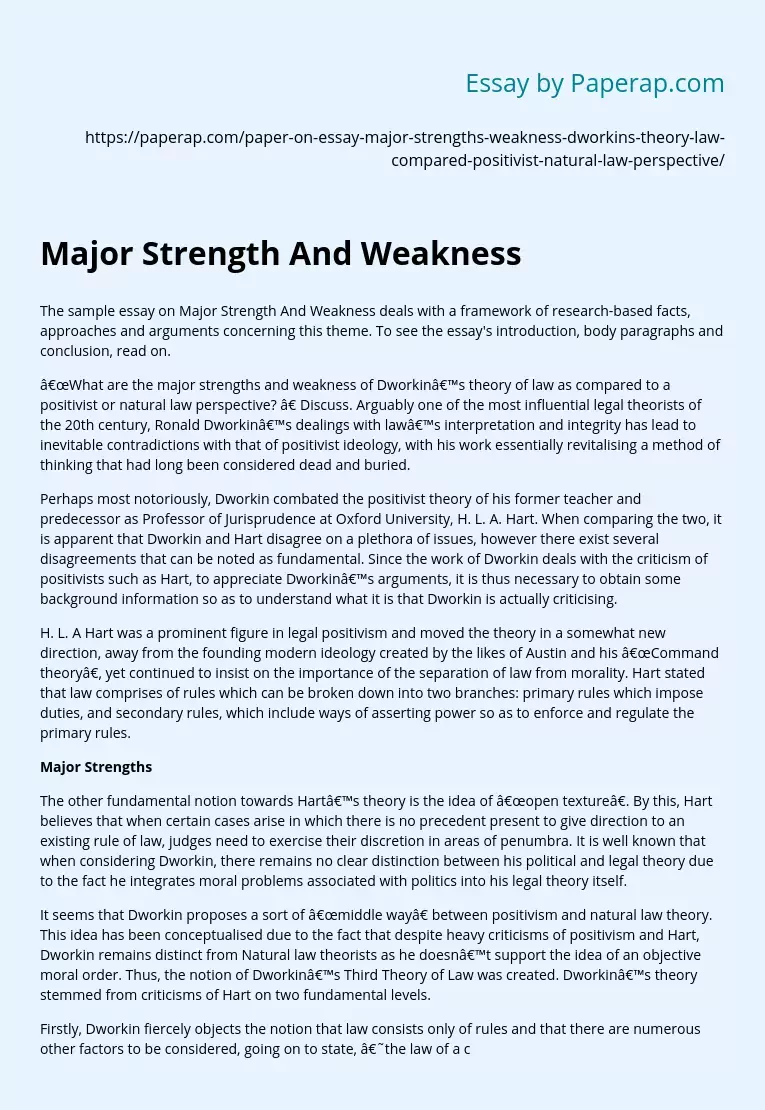 Major Strength And Weakness