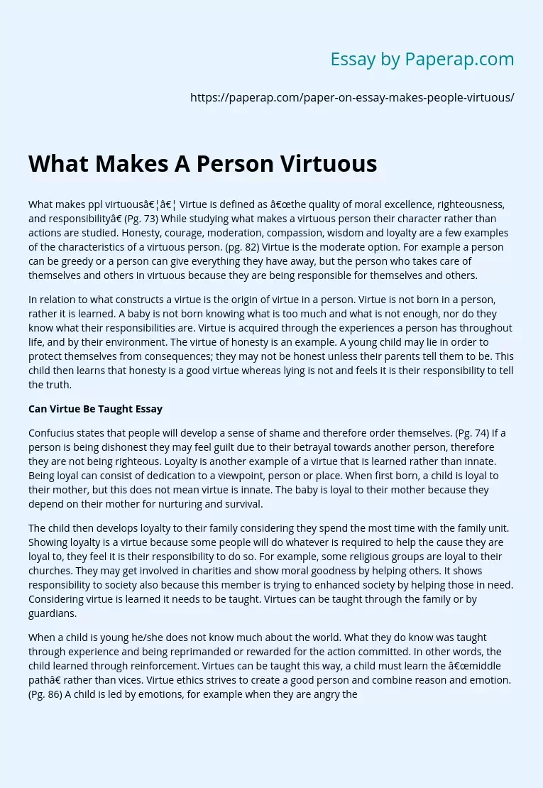 What Makes A Person Virtuous