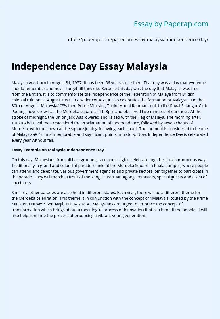 Independence Day Essay Malaysia