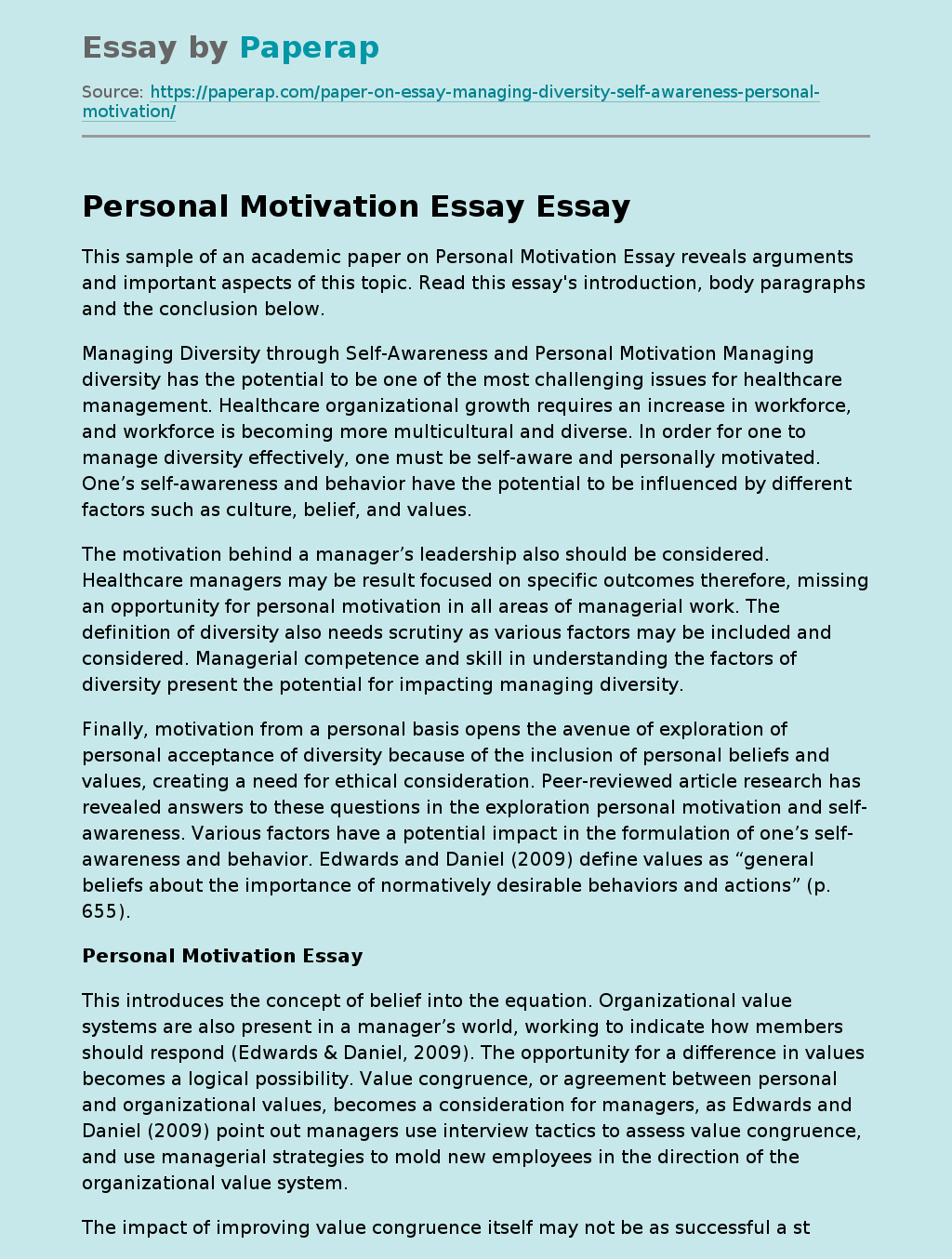 Personal Motivation Essay