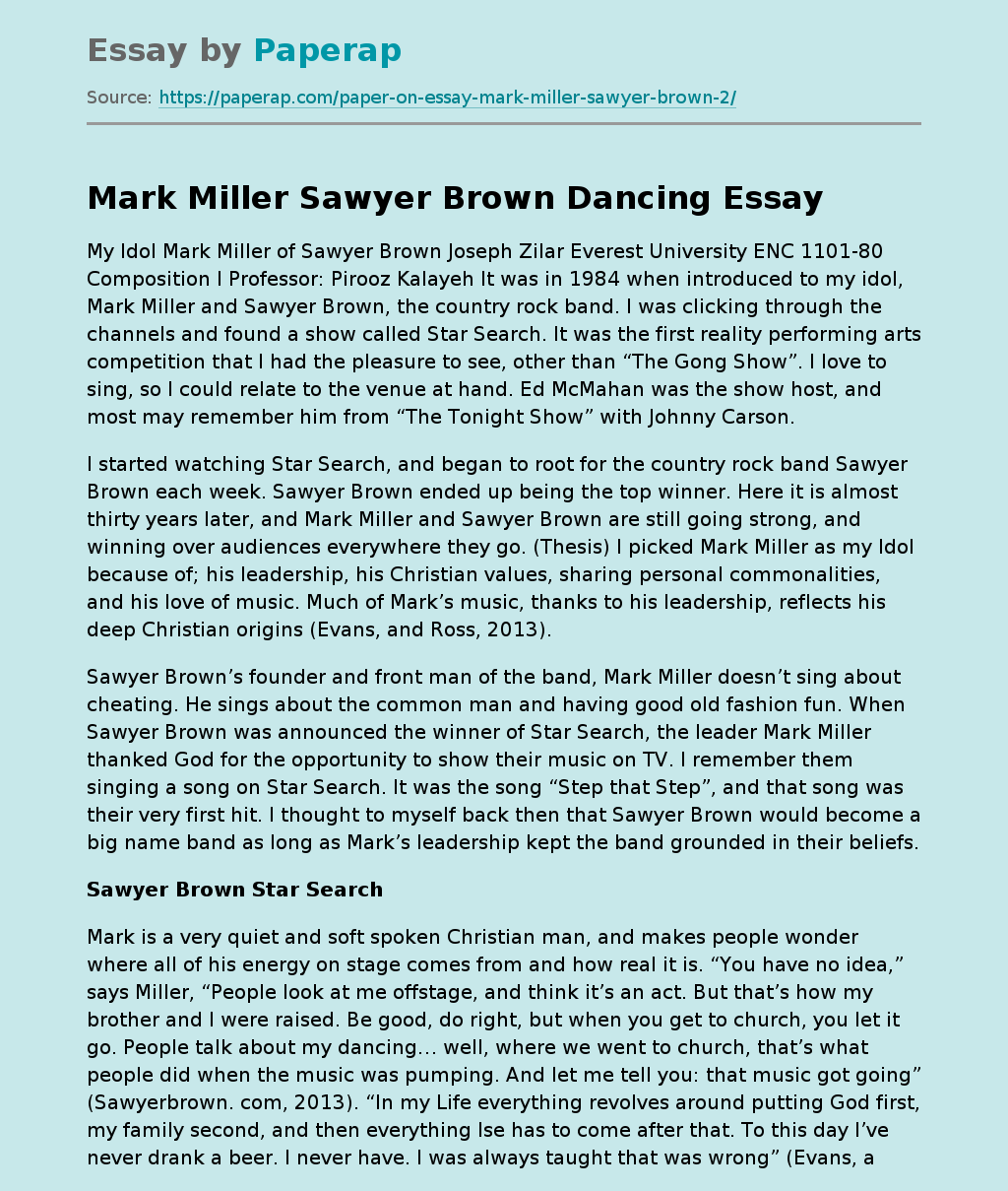 Mark Miller Sawyer Brown Dancing