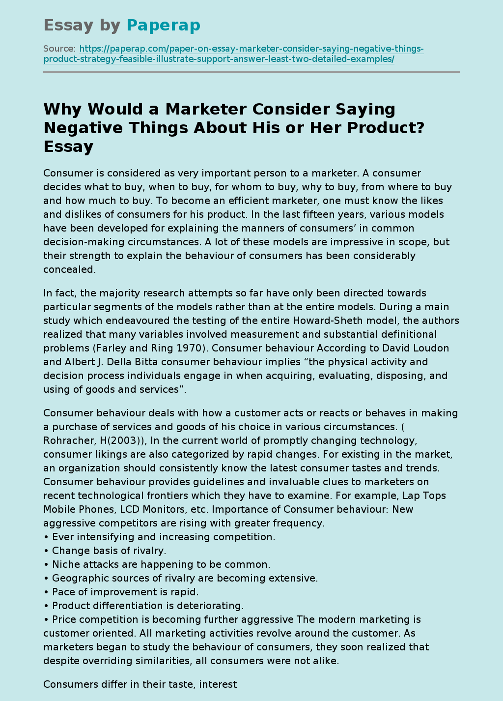 Why Would a Marketer Consider Saying Negative Things About His or Her Product?