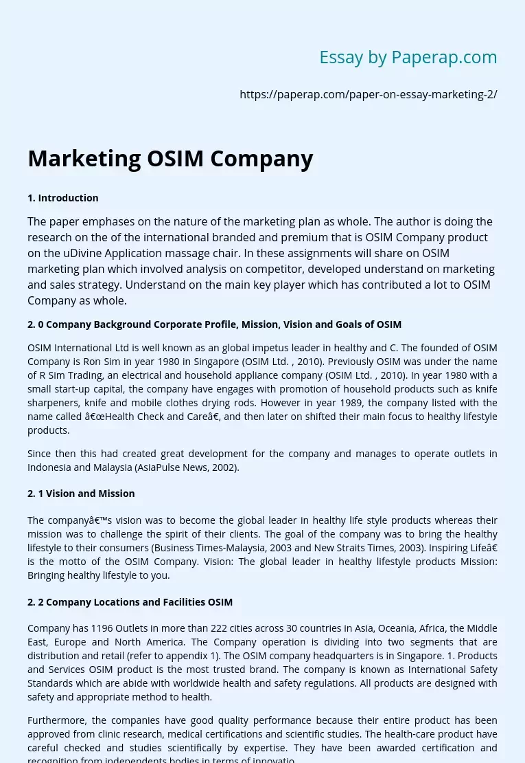 Marketing OSIM Company