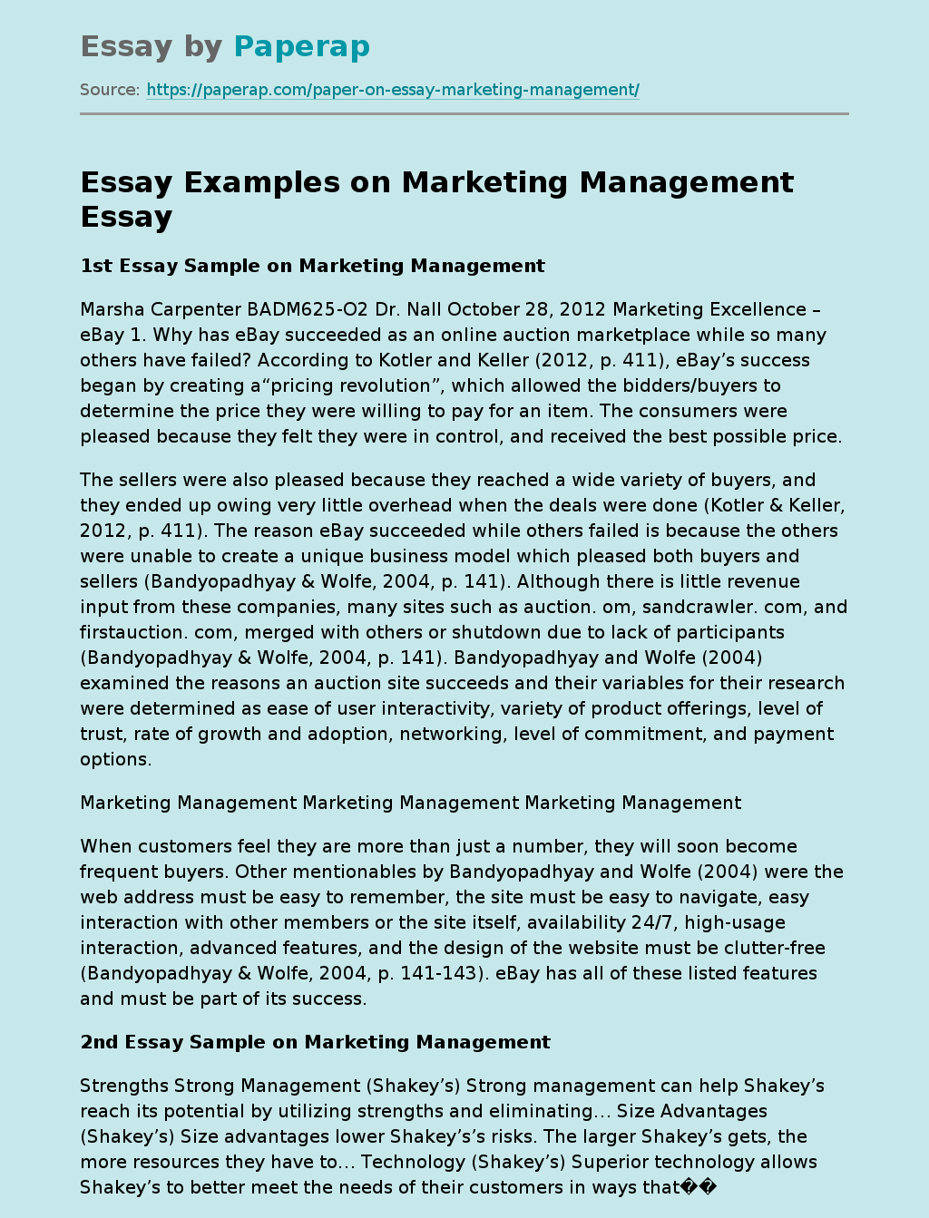 Marketing Management eBay