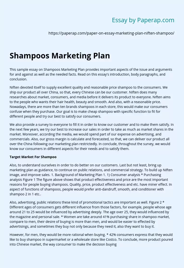 marketing plan for shampoo