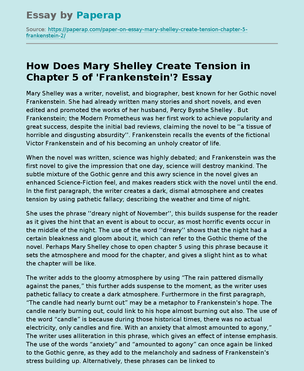 How Does Mary Shelley Create Tension in Chapter 5 of &#039;Frankenstein&#039;?