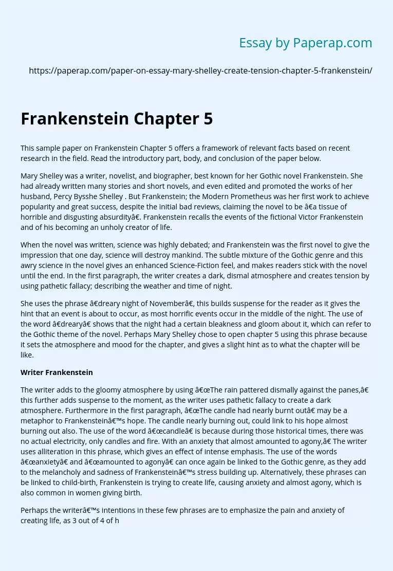 Frankenstein Chapter 5