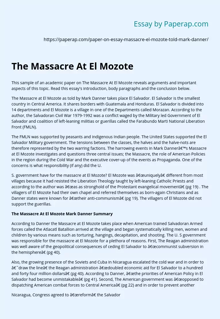 The Massacre At El Mozote
