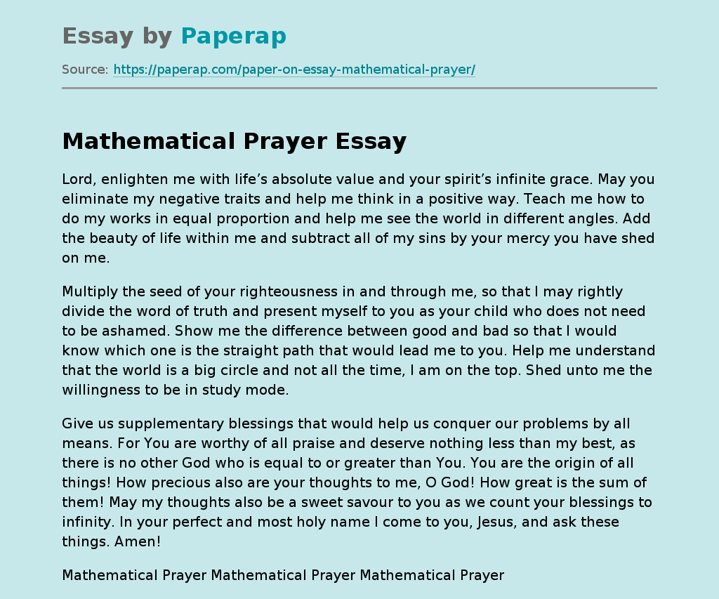 Mathematical Prayer