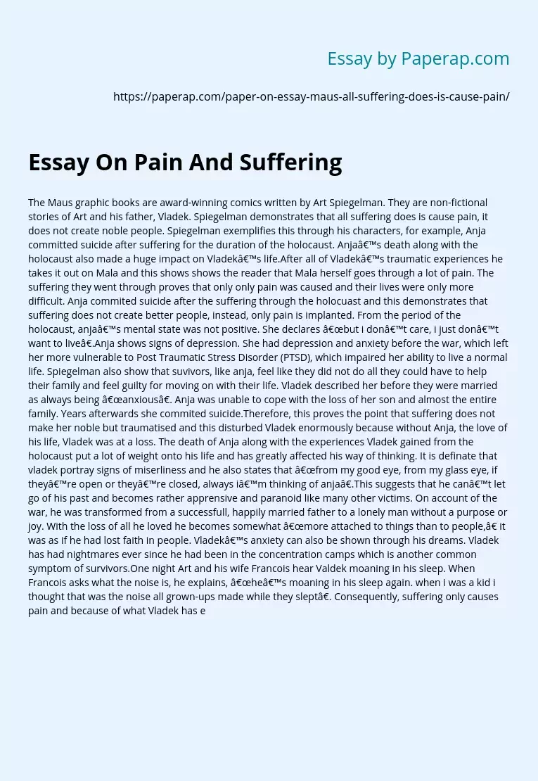 Essay On Pain And Suffering