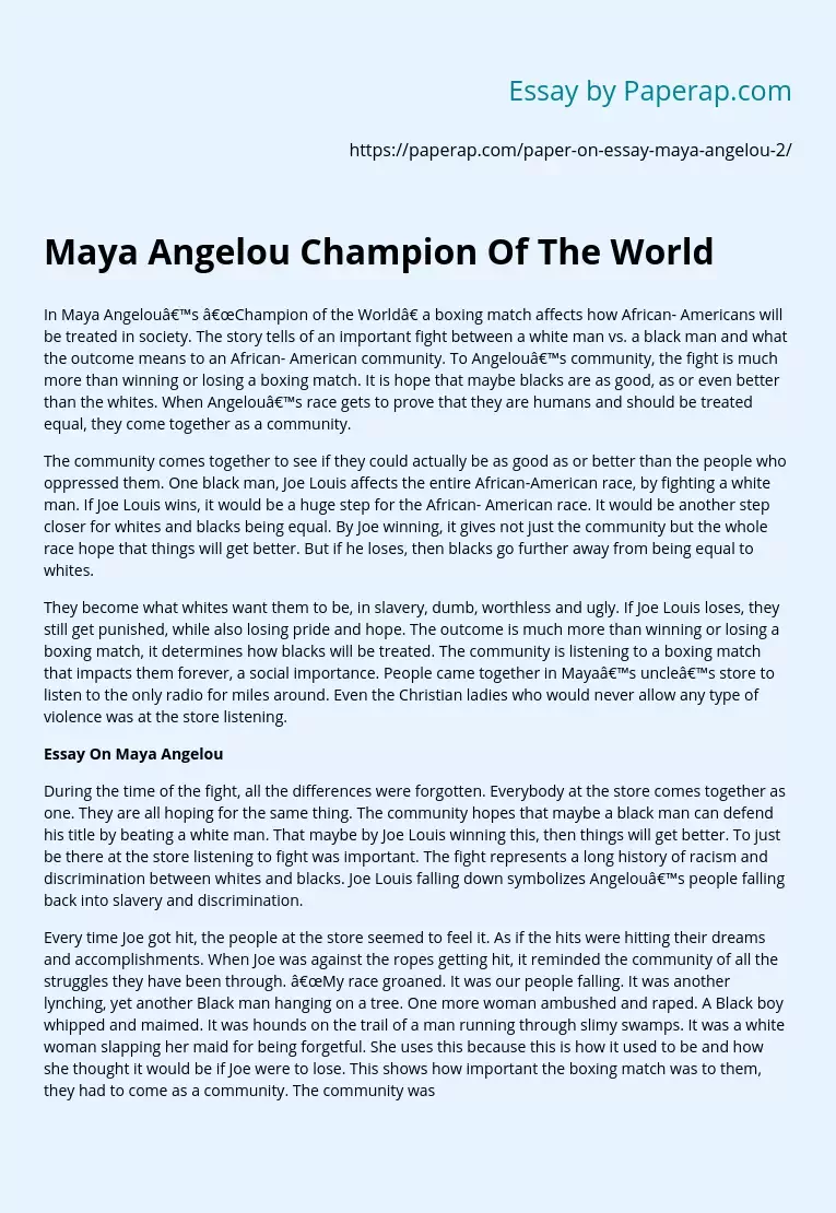 maya angelou biography essay
