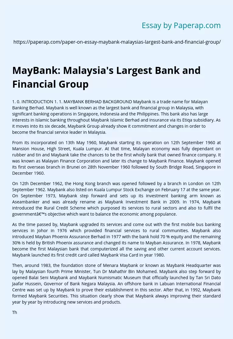 MayBank: Malaysia&#039;s Largest Bank and Financial Group