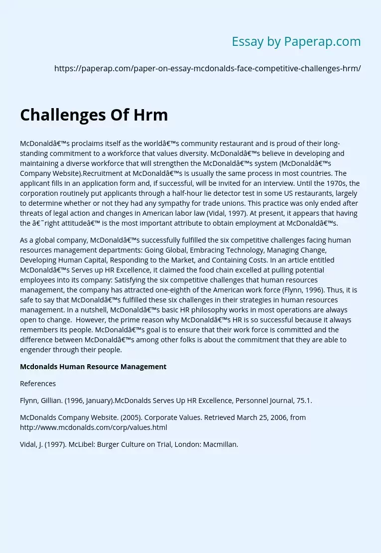 Challenges Of Hrm