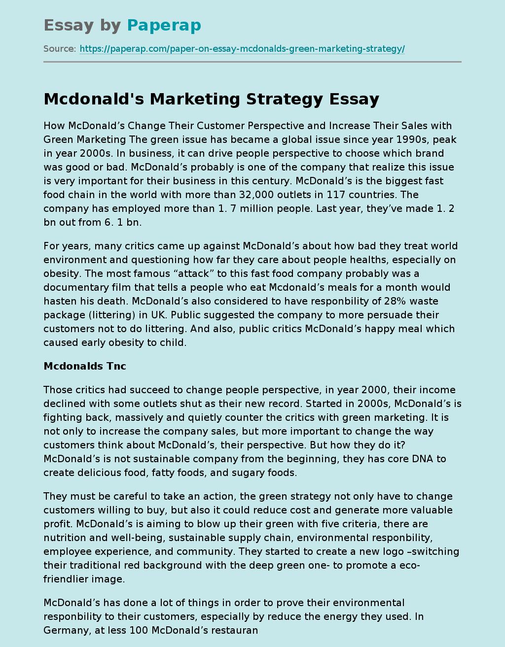 Mcdonald's Marketing Strategy