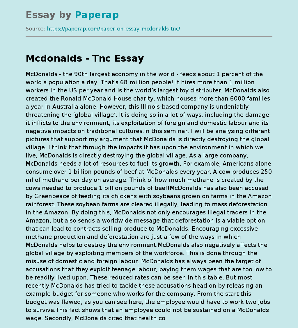 essay about mcdonalds