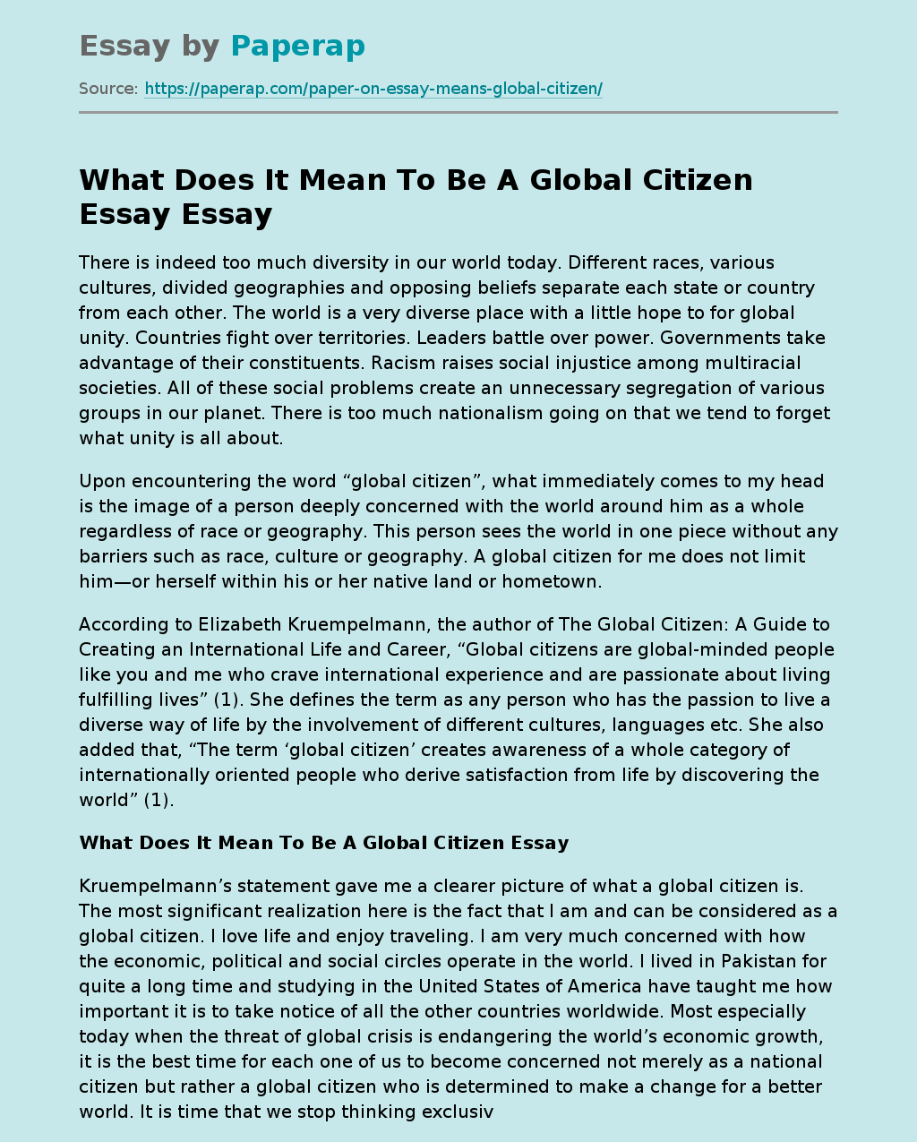 how to be a good global citizen essay