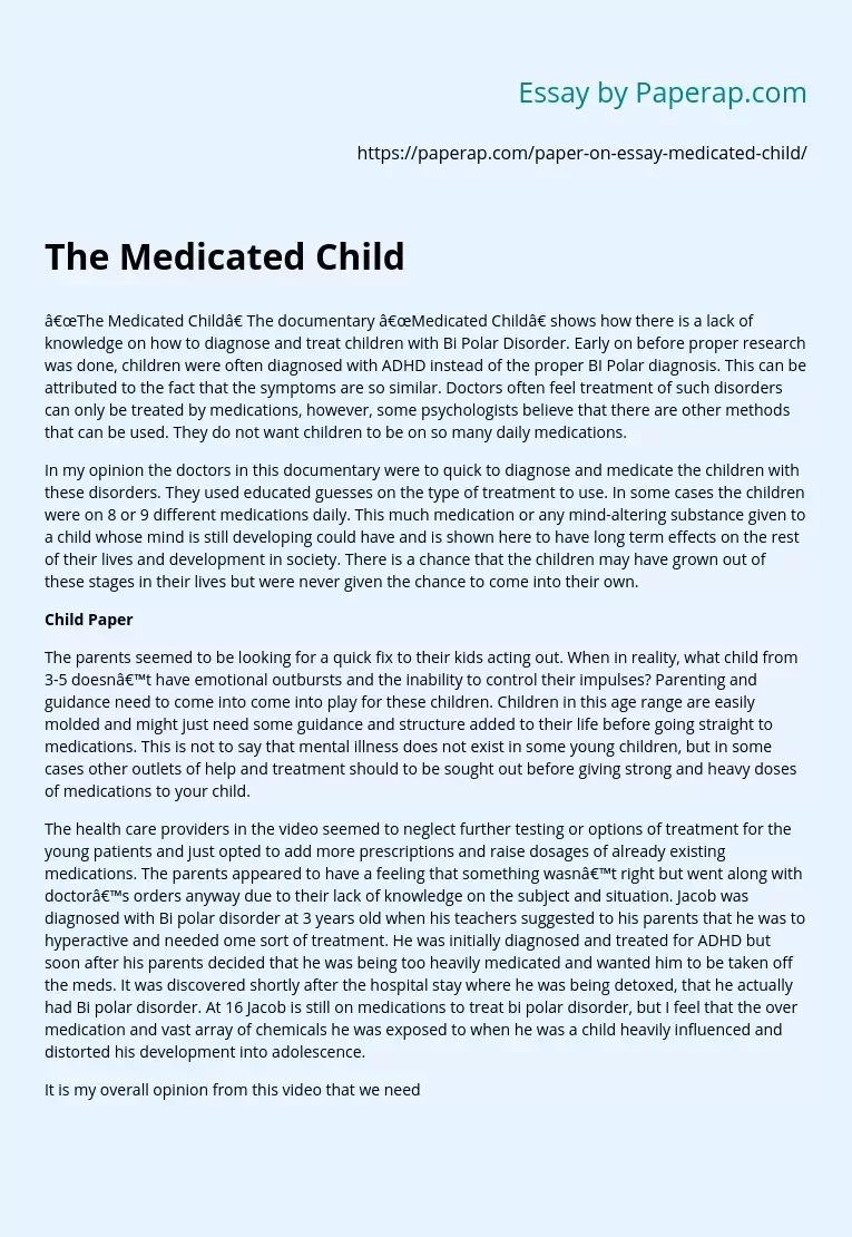 The Medicated Child