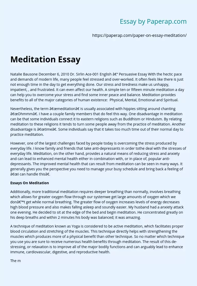 Meditation Essay