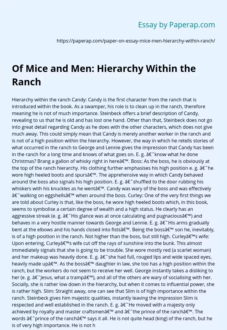 Of Mice and Men: Hierarchy Within the Ranch