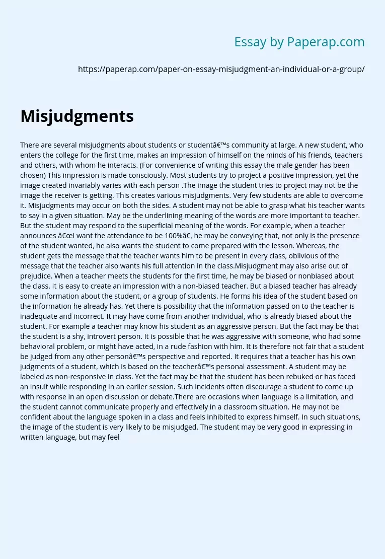 Misjudgments about Students