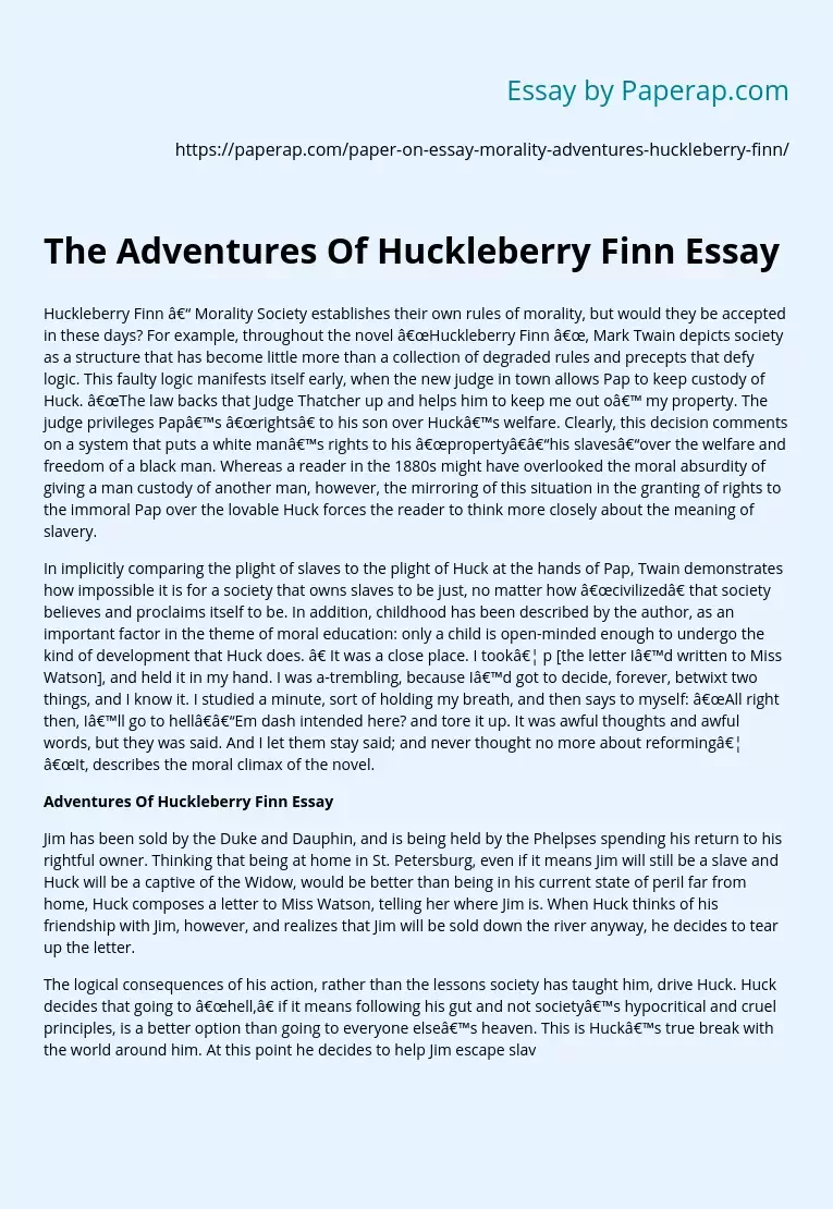 The Adventures Of Huckleberry Finn Essay